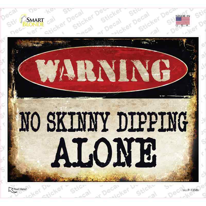 No Skinny Dipping Novelty Rectangle Sticker Decal