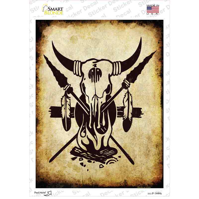 Burning Skull Novelty Rectangle Sticker Decal