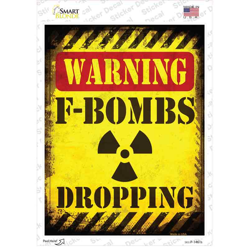 F Bombs Dropping Novelty Rectangle Sticker Decal