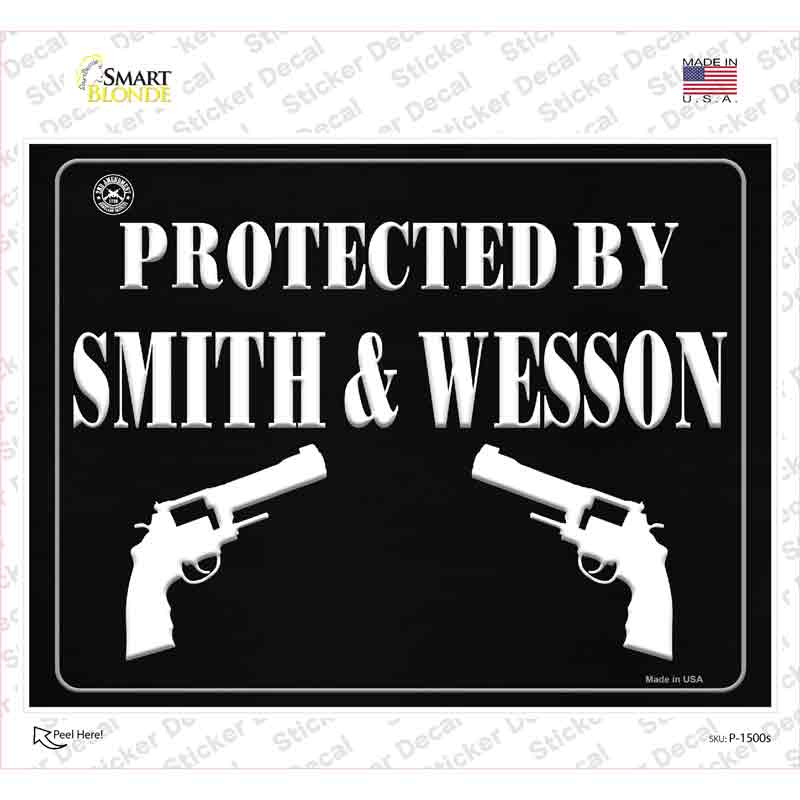 Protected by Smith and Wesson Novelty Rectangle Sticker Decal