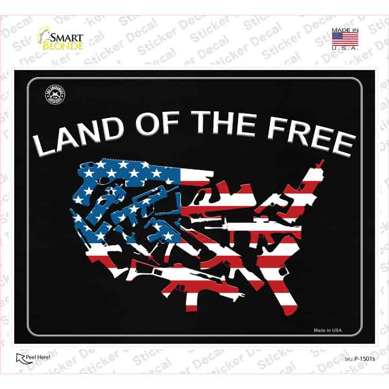 Land Of The Free Novelty Rectangle Sticker Decal