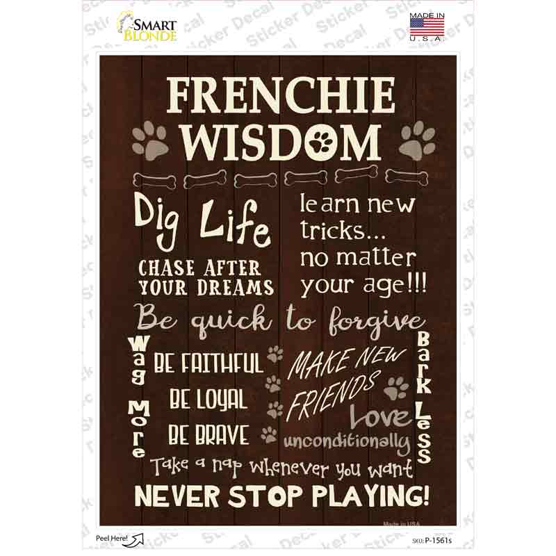 Frenchie Wisdom Novelty Rectangle Sticker Decal