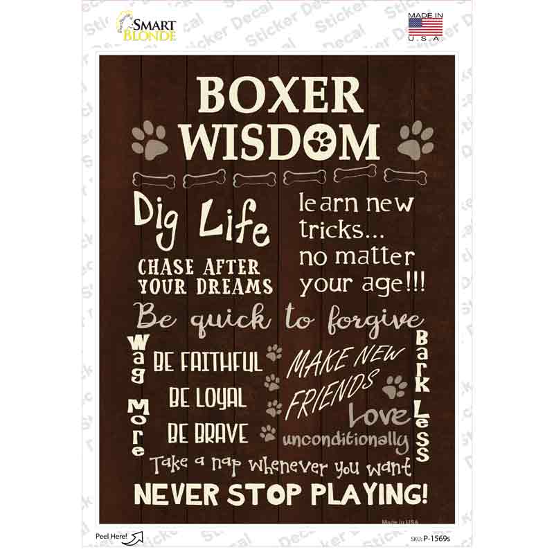 Boxer Wisdom Novelty Rectangle Sticker Decal
