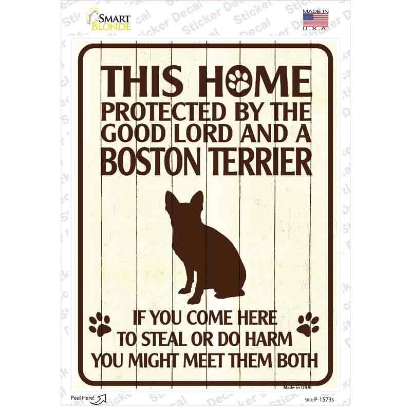 Boston Terrier Protected Novelty Rectangle Sticker Decal