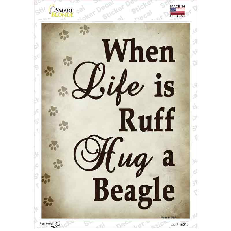 Hug A Beagle Novelty Rectangle Sticker Decal