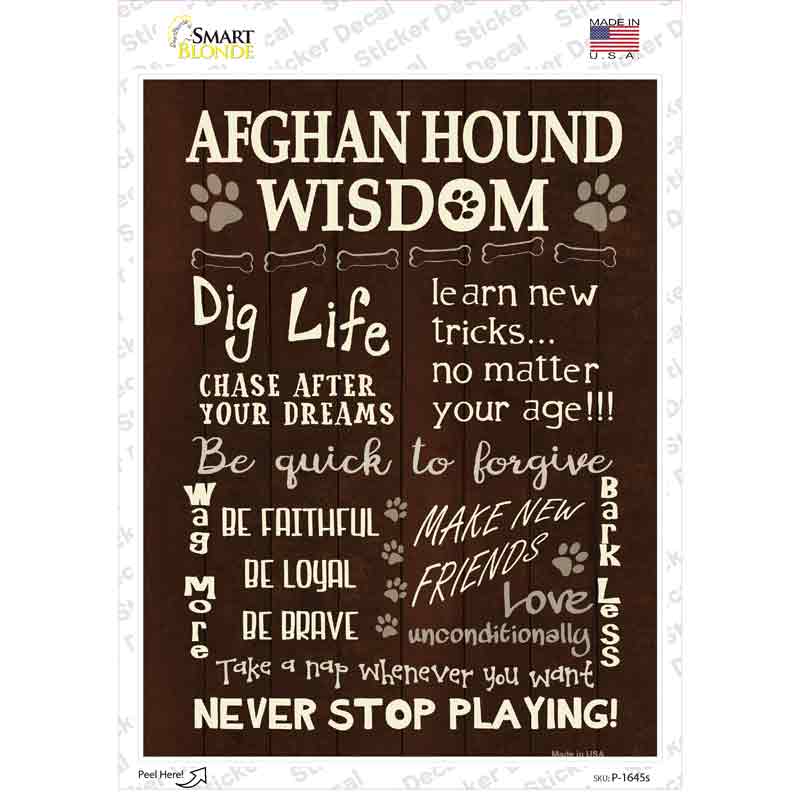Afghan Hound Wisdom Novelty Rectangle Sticker Decal