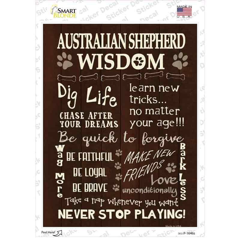 Australian Shepherd Hound Wisdom Novelty Rectangle Sticker Decal