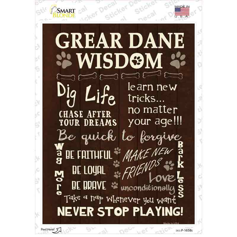 Great Dane Wisdom Novelty Rectangle Sticker Decal