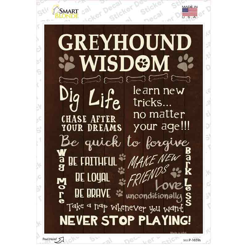 Greyhound Wisdom Novelty Rectangle Sticker Decal