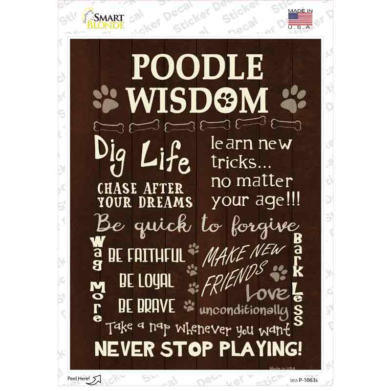 Poodle Wisdom Novelty Rectangle Sticker Decal