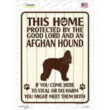 Protected By An Afghan Hound Novelty Rectangle Sticker Decal