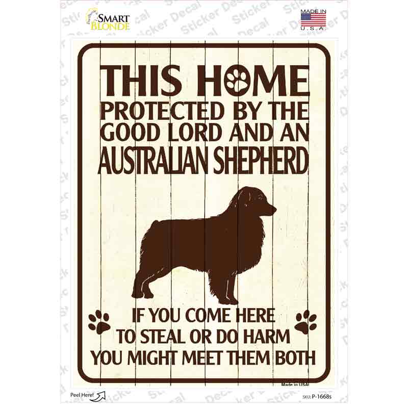Protected By An Australian Shepherd Novelty Rectangle Sticker Decal