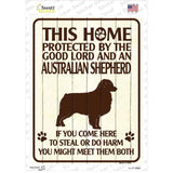 Protected By An Australian Shepherd Novelty Rectangle Sticker Decal