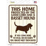 Protected By A Basset Hound Novelty Rectangle Sticker Decal