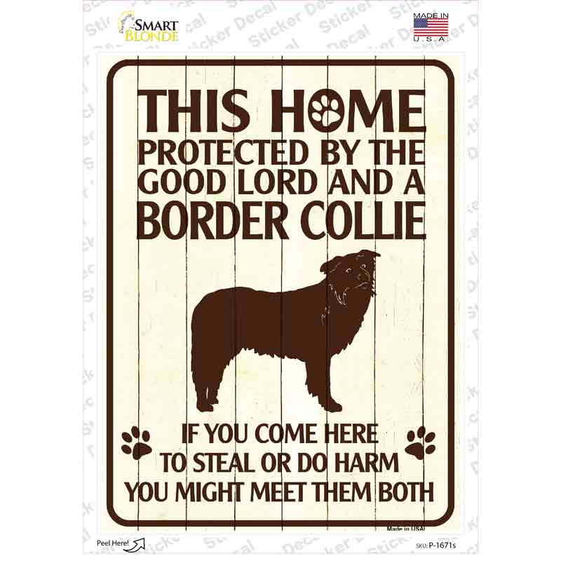 Protected By A Border Collie Novelty Rectangle Sticker Decal
