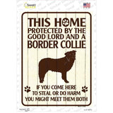 Protected By A Border Collie Novelty Rectangle Sticker Decal