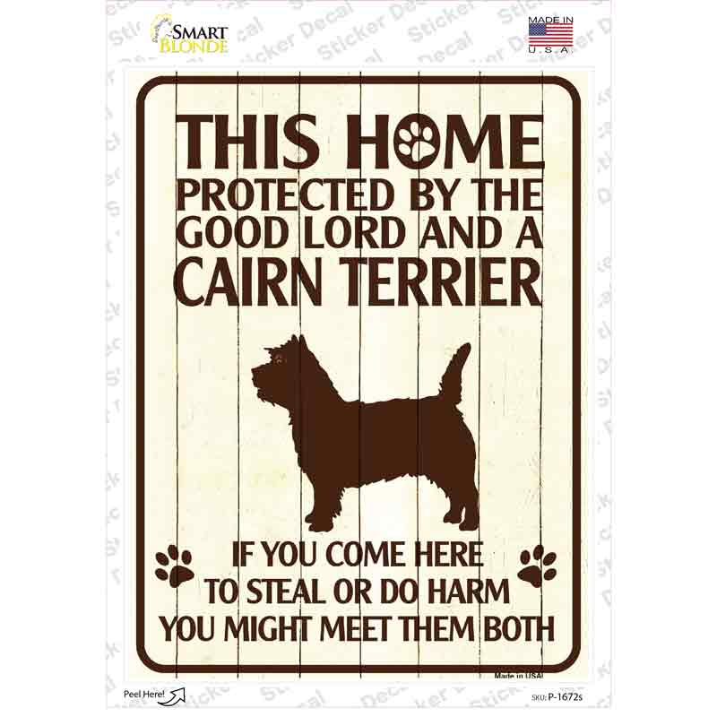 Protected By A Cairn Terrier Novelty Rectangle Sticker Decal