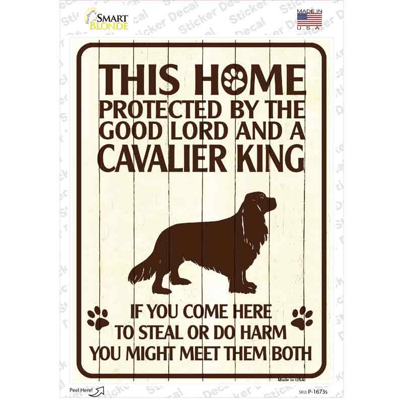 Protected By A Cavalier King Novelty Rectangle Sticker Decal