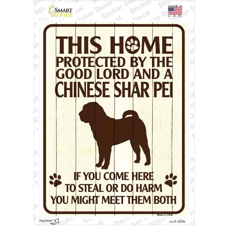 Protected By A Chinese Shar Pei Novelty Rectangle Sticker Decal