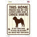 Protected By A Chinese Shar Pei Novelty Rectangle Sticker Decal