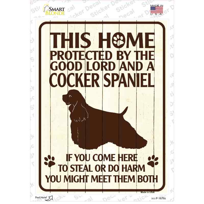 Protected By A Cocker Spaniel Novelty Rectangle Sticker Decal