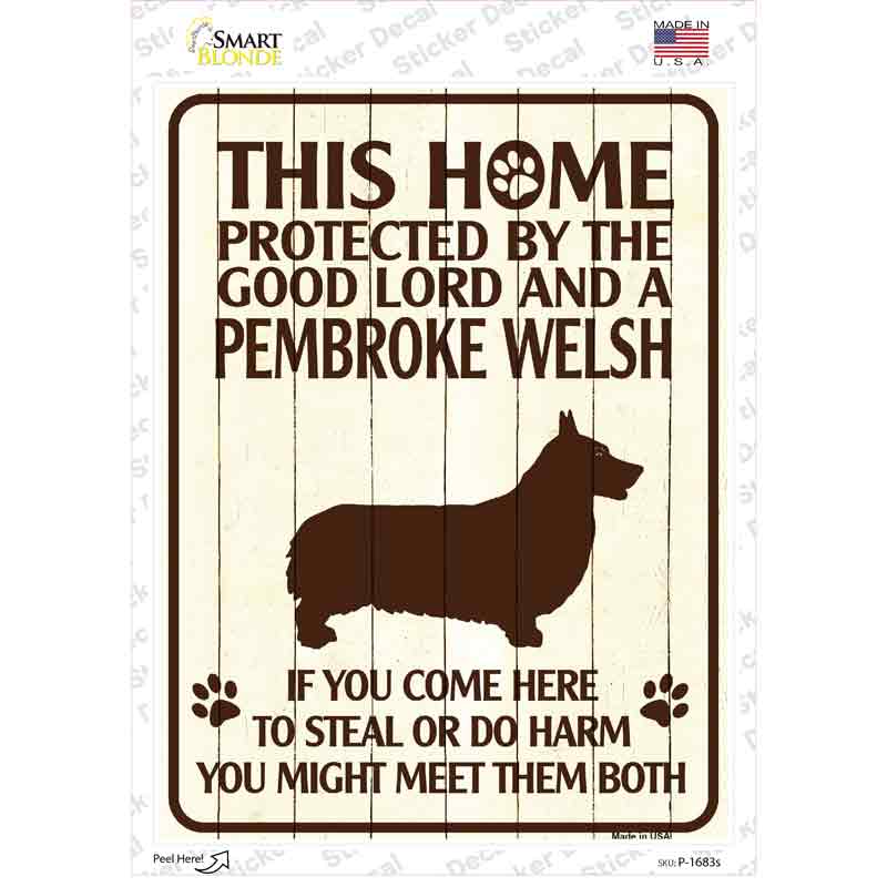 Protected By A Pembroke Welsh Novelty Rectangle Sticker Decal