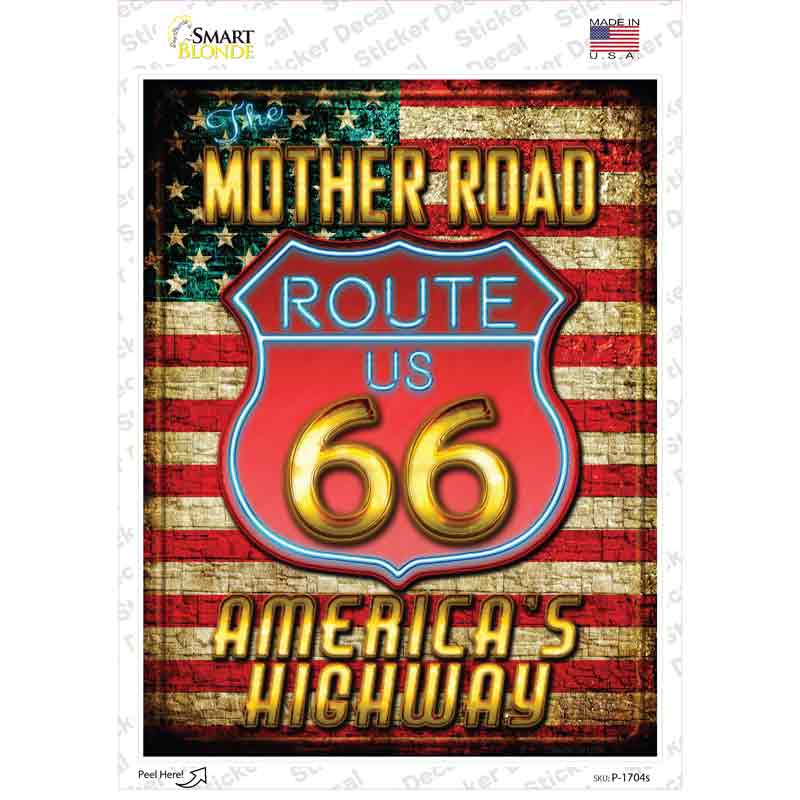 Mother Road Route 66 Novelty Rectangle Sticker Decal