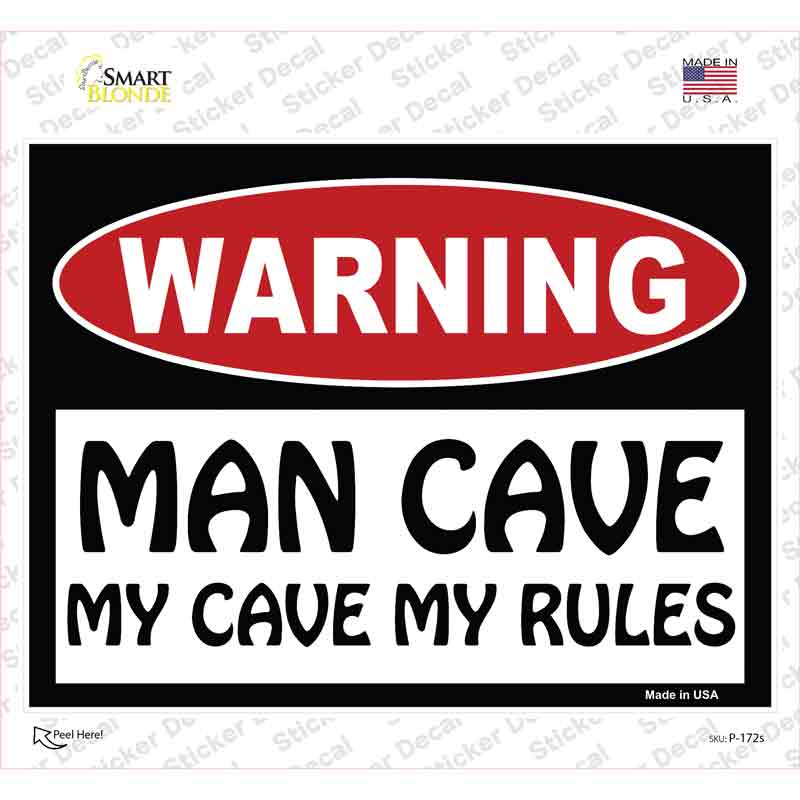 Man Cave My Cave My Rules Novelty Rectangle Sticker Decal