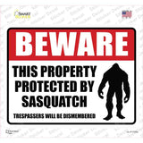 Beware This Property Protected By Sasquatch Novelty Rectangle Sticker Decal