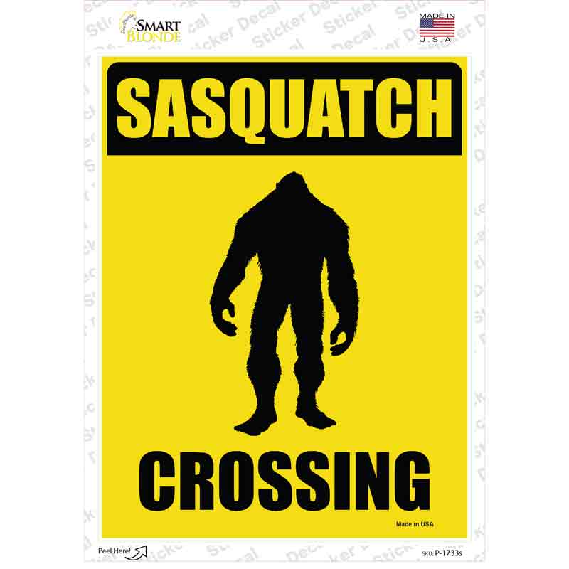 Sasquatch Crossing Novelty Rectangle Sticker Decal