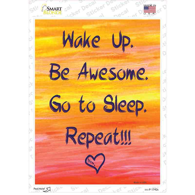 Wake Up and Repeat Novelty Rectangle Sticker Decal