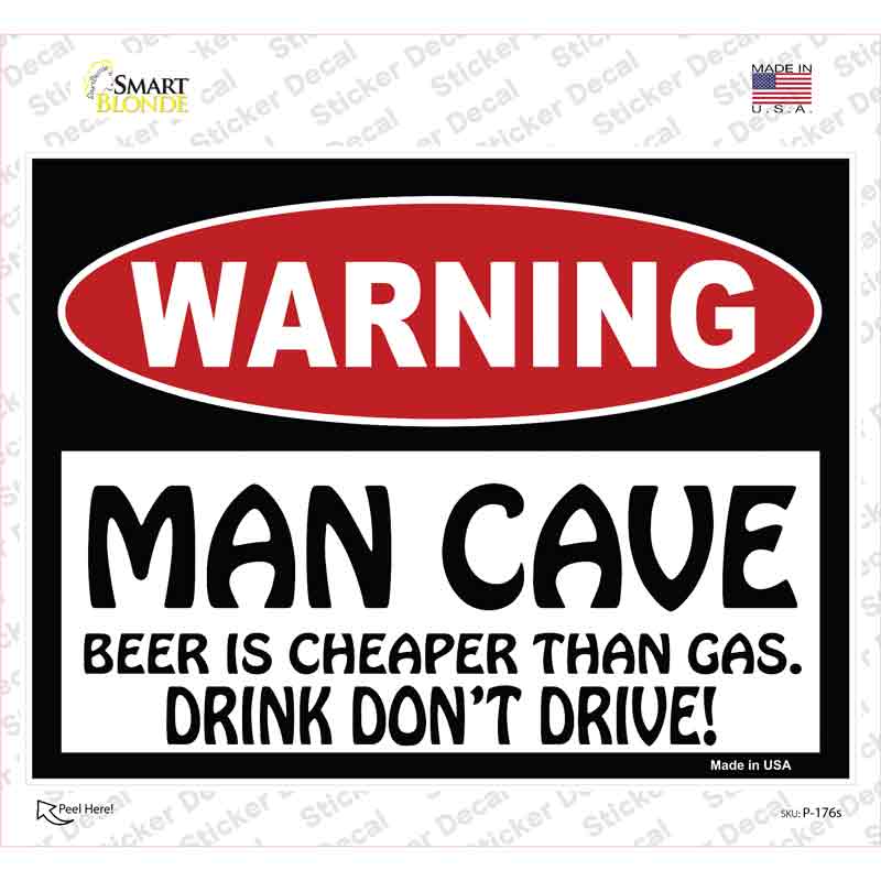Man Cave Beer Cheaper Than Gas Novelty Rectangle Sticker Decal