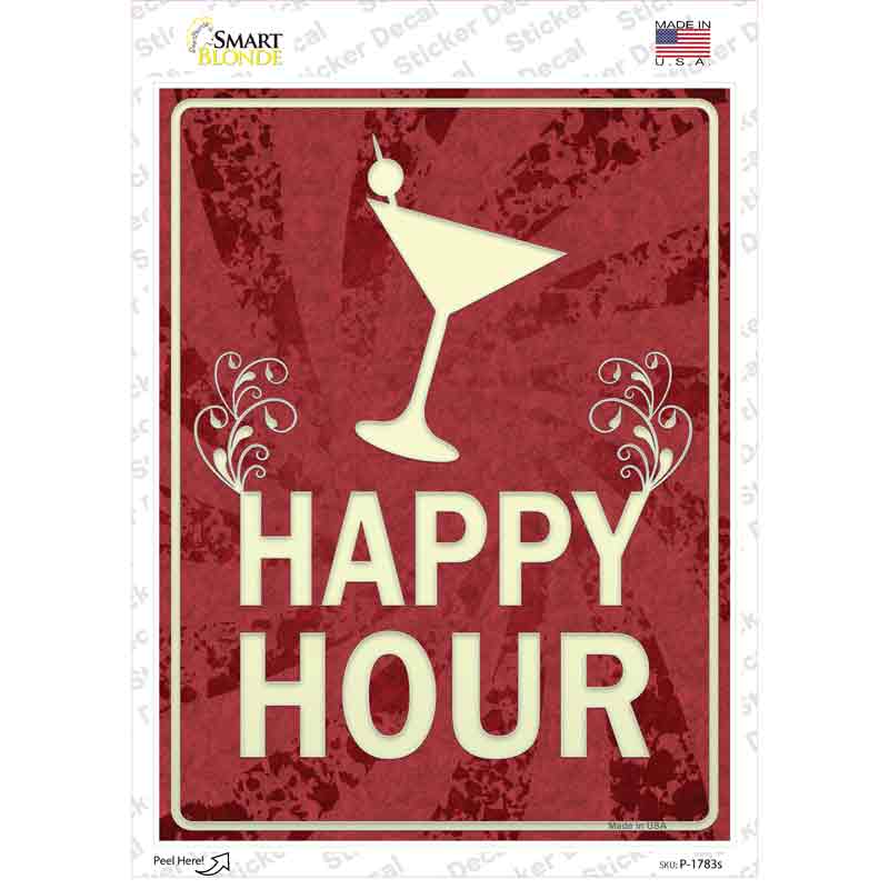 Happy Hour Novelty Rectangle Sticker Decal