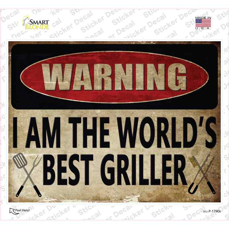 The Worlds Best Griller Novelty Rectangle Sticker Decal
