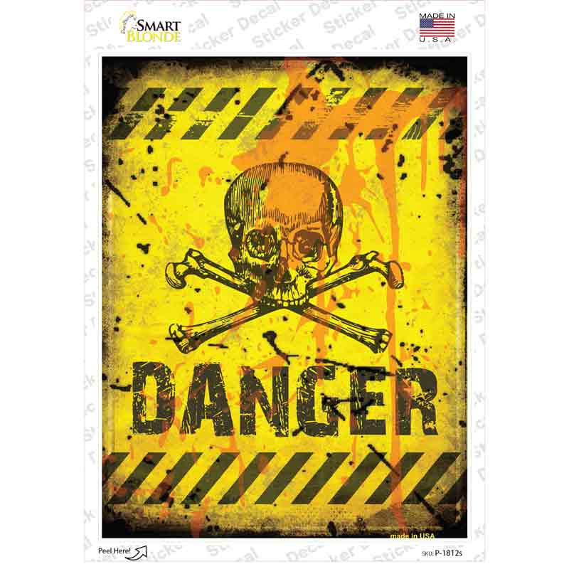 Danger with Skulls Novelty Rectangle Sticker Decal