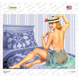 Girl On Bed Vintage Pinup Novelty Rectangle Sticker Decal