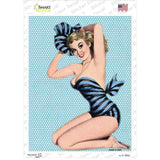 Striped Bathing Suit Girl Vintage Pinup Novelty Rectangle Sticker Decal