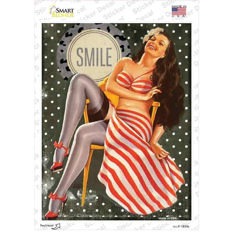 Girl On Chair Vintage Pinup Novelty Rectangle Sticker Decal