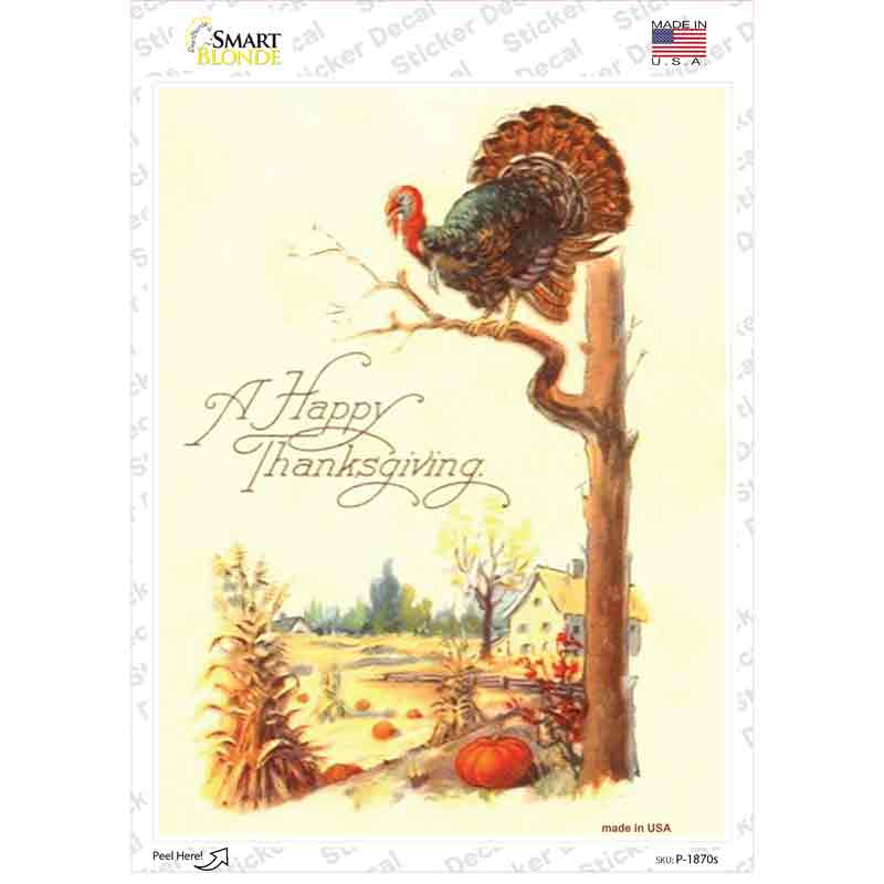 Happy Thanksgiving Vintage Poster Novelty Rectangle Sticker Decal