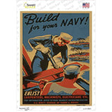 Build Your Navy Vintage Poster Novelty Rectangle Sticker Decal