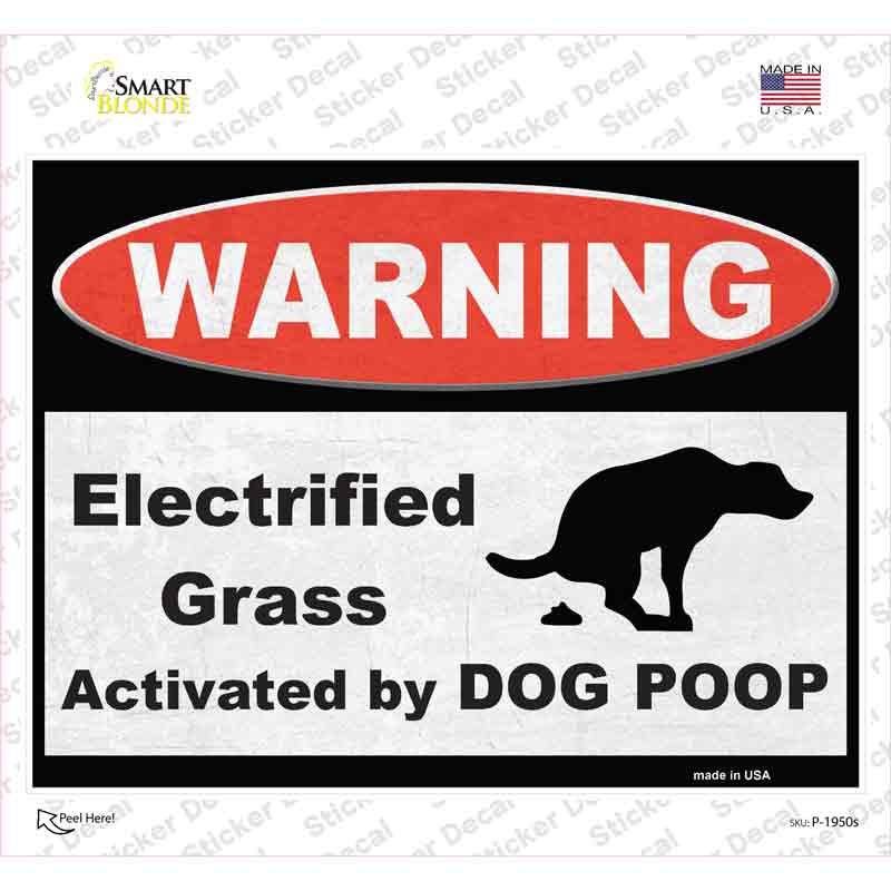 Warning Electrified Grass Novelty Rectangular Sticker Decal