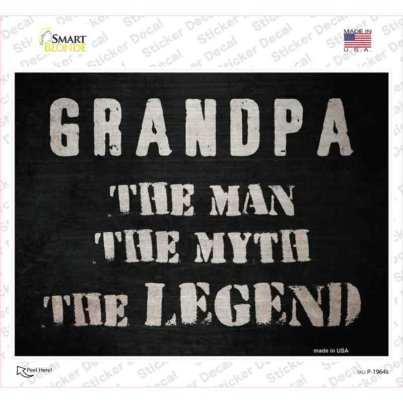 Grandpa The Legend Novelty Rectangular Sticker Decal