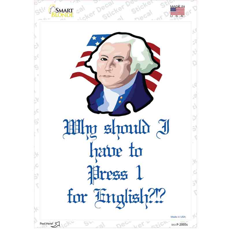 Press 1 for English Novelty Rectangle Sticker Decal