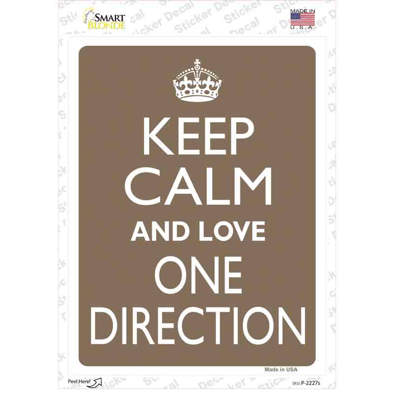Keep Calm Love One Direction Novelty Rectangle Sticker Decal