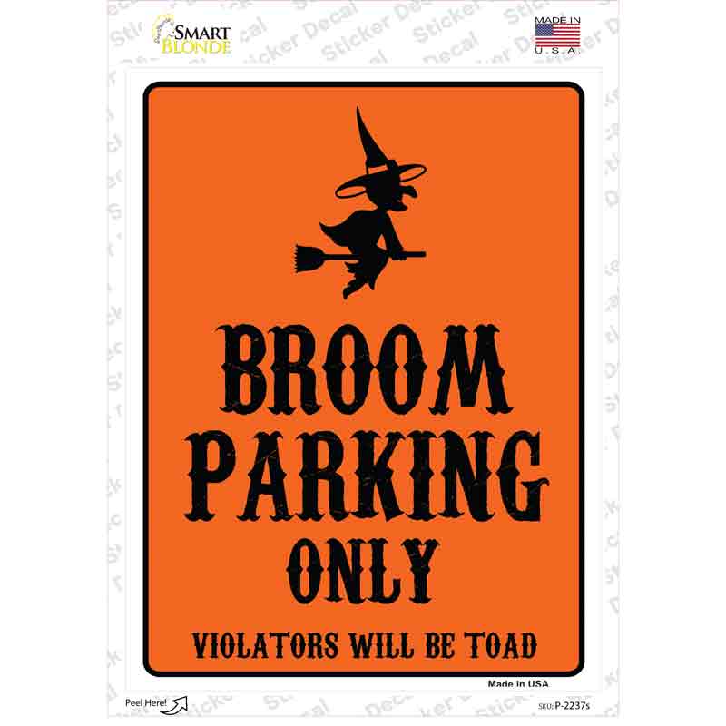 Broom Only Holiday Novelty Rectangle Sticker Decal