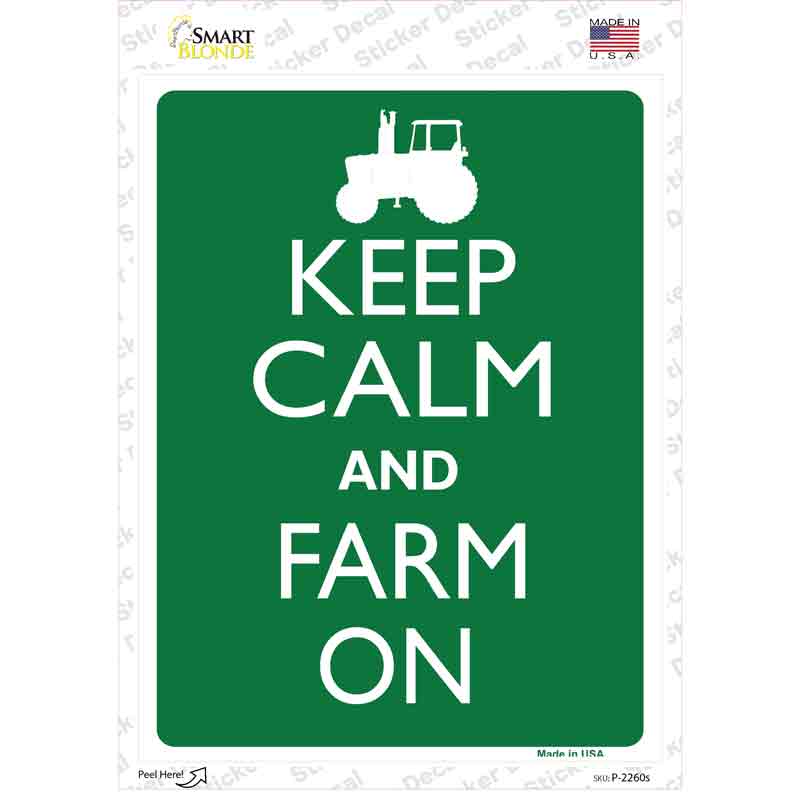 Keep Calm Farm On Novelty Rectangle Sticker Decal