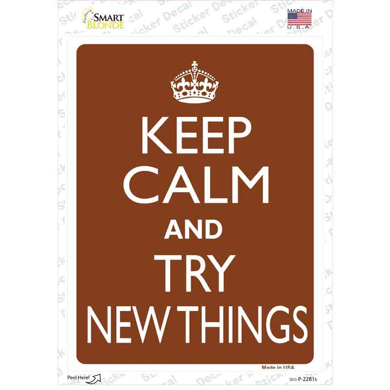 Keep Calm Try New Things Novelty Rectangle Sticker Decal