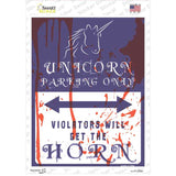 Unicorn Parking Blue Novelty Rectangle Sticker Decal