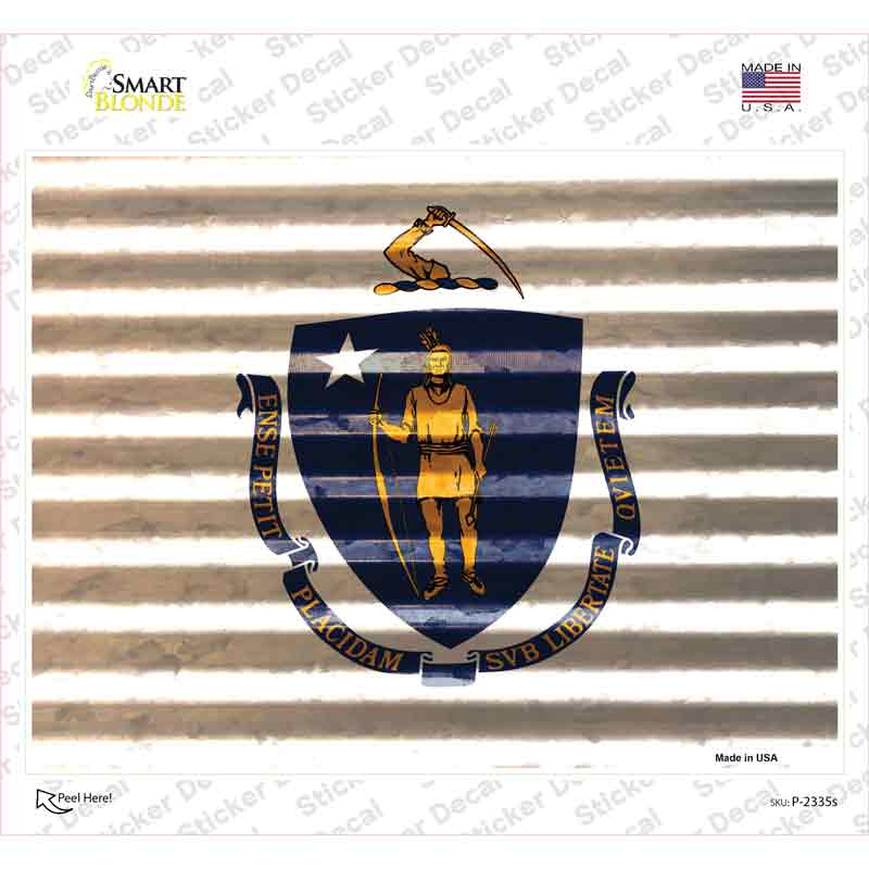 Massachusetts Flag Novelty Rectangle Sticker Decal