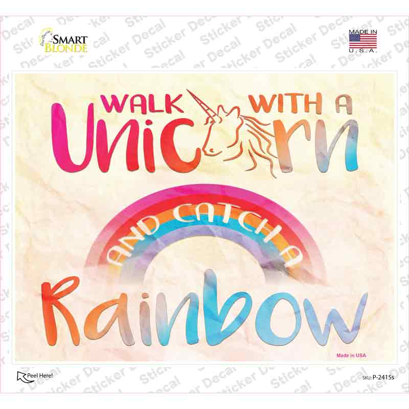 Walk with a Unicorn Novelty Rectangle Sticker Decal